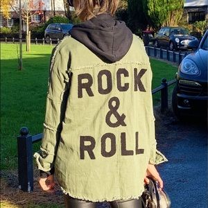 Rock & Roll Utility Jacket,Olive Color,Size Small